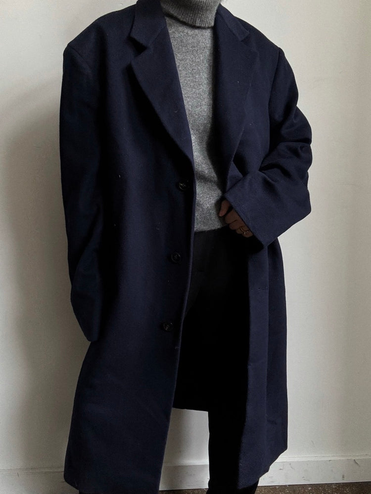 Vintage Navy Blue Cashmere Trench Size Large
