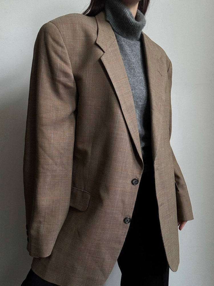 Vintage Tan Plaid Blazer Size Extra Large