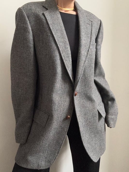 Vintage Brown and Blue Wool Blazer Size Large