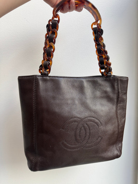 Vintage Tortoise Chanel Mini Shoulder Bag