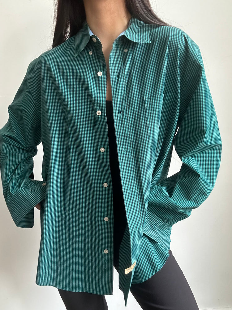 Vintage Chaps Green Plaid Button Up Size Large