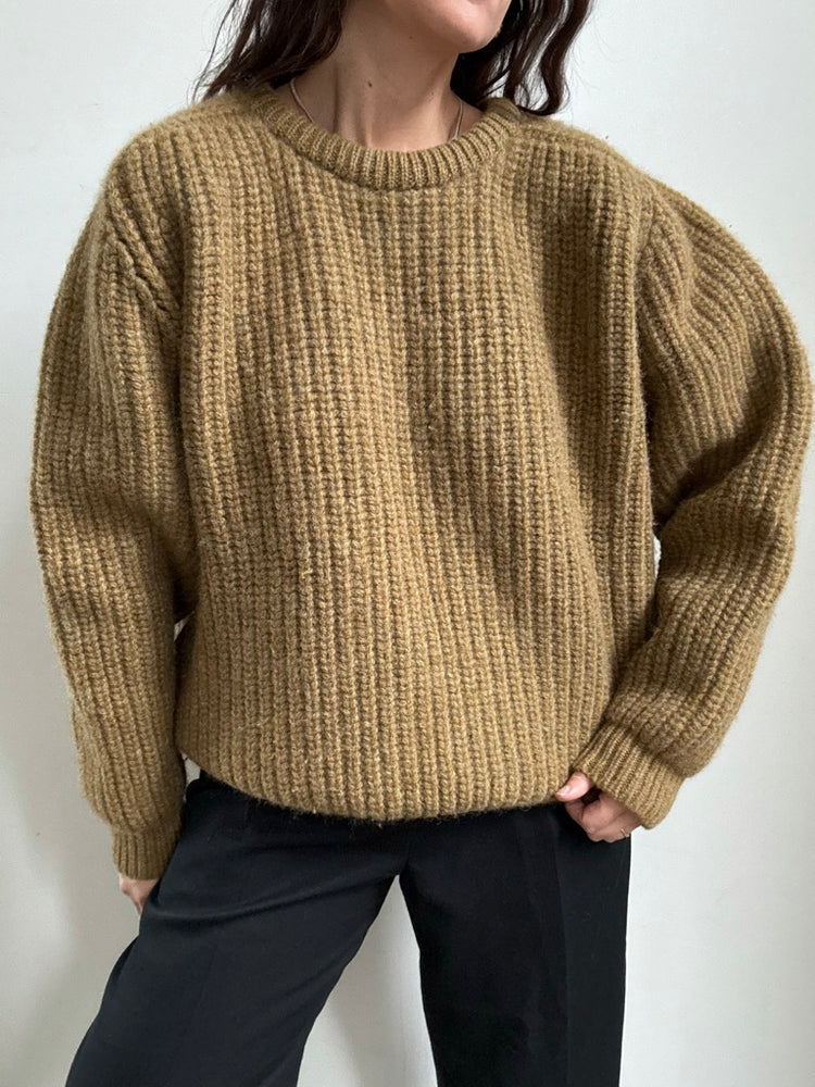 Vintage Hand Knit Brown Toned Irish Sweater Size Large