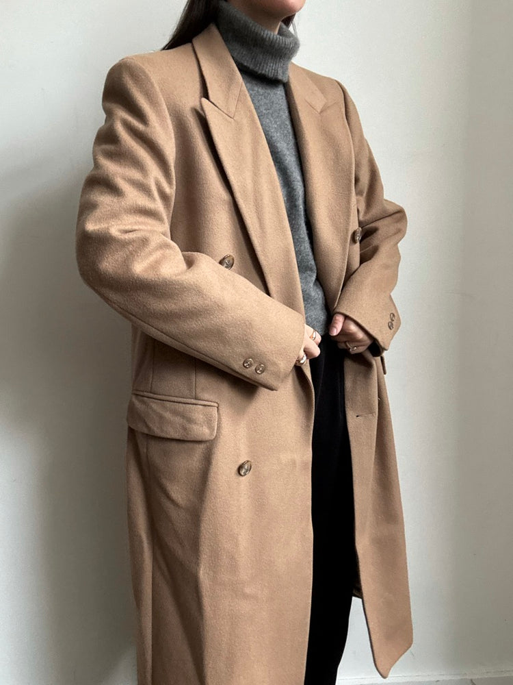 Vintage Tan Pierre Cardin Wool Coat Size Large