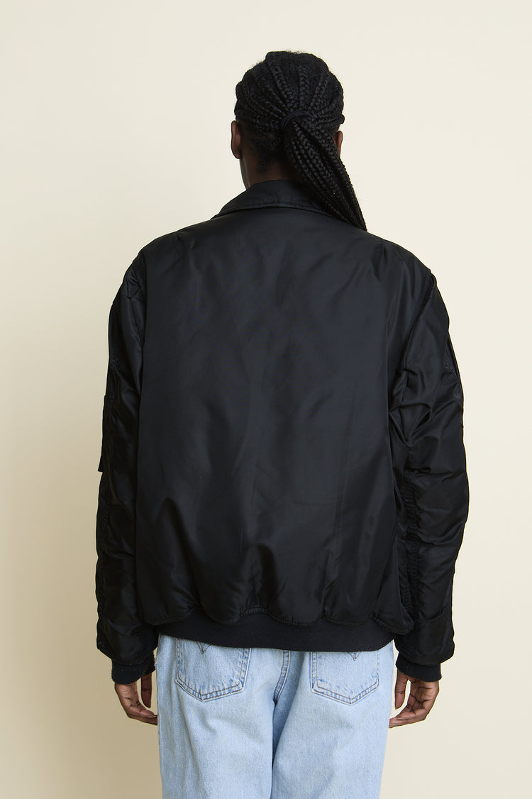 Vintage Nylon Insulated Black Bomber Jacket Size L