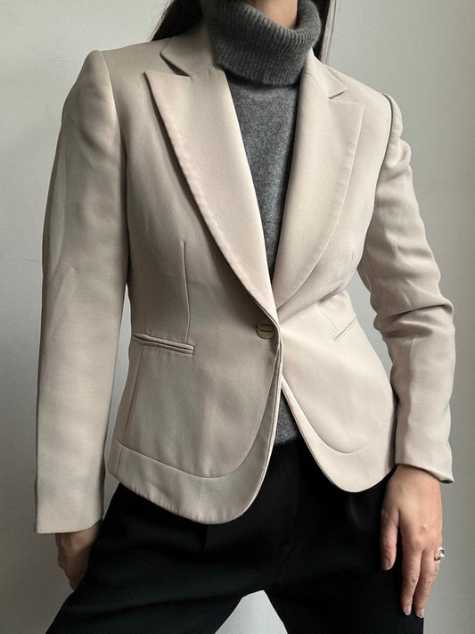 Vintage Beige Fitted Petite Blazer Size 6