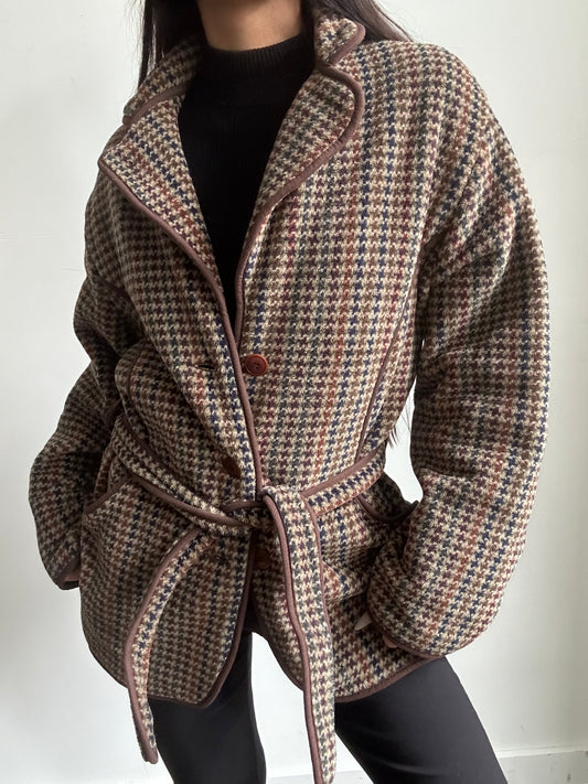 Vintage Woolrich Houndstooth Wrap-Style Jacket Size Small