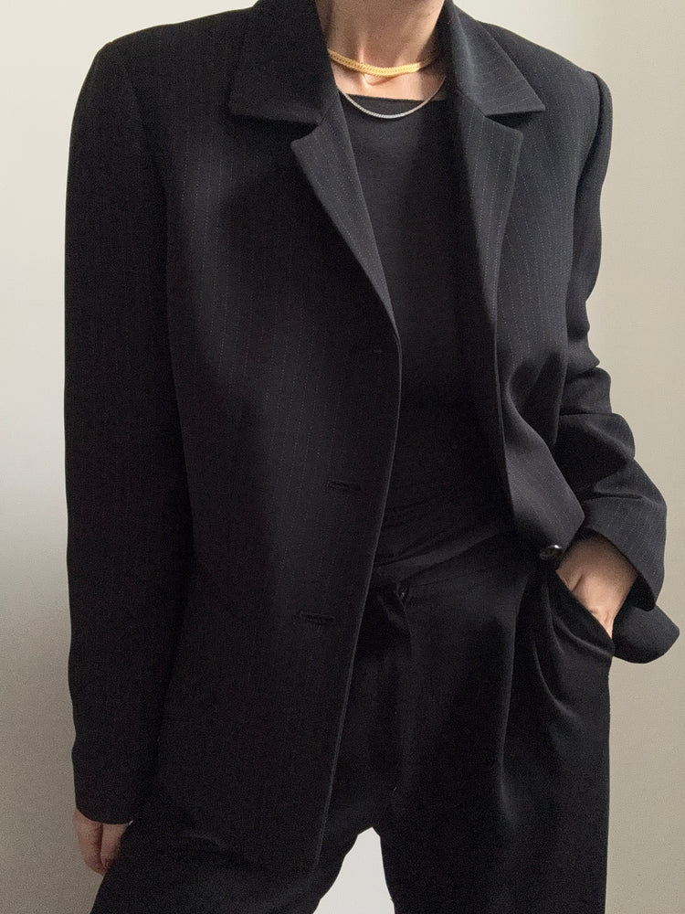 Vintage Black Waist Coat and Coat Set Size Large