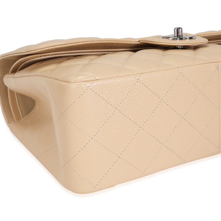 2019 CHANEL Beige Quilted Caviar Jumbo