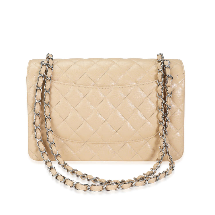 2019 CHANEL Beige Quilted Caviar Jumbo