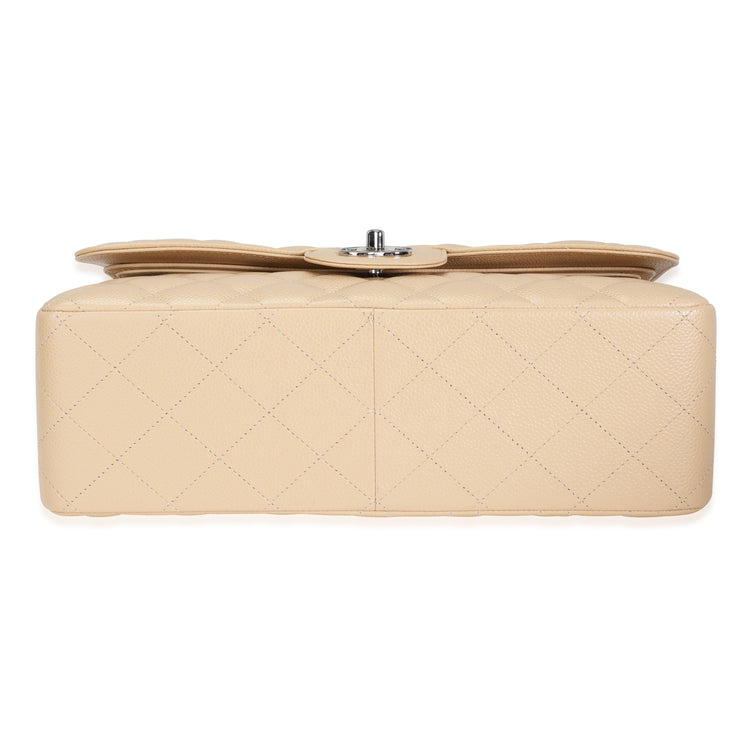 2019 CHANEL Beige Quilted Caviar Jumbo