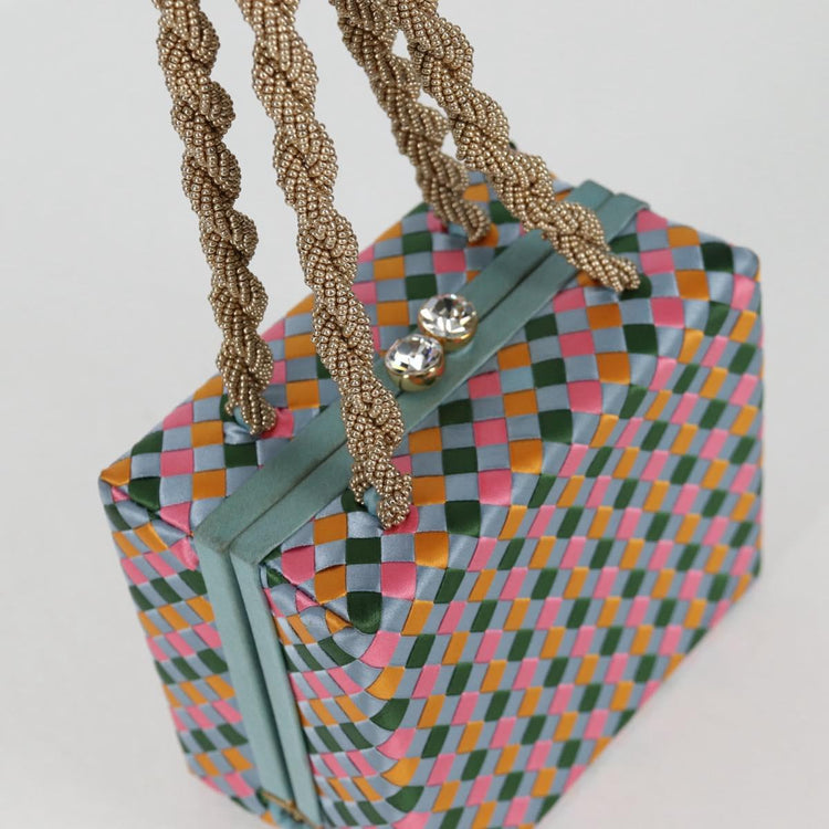 Vintage Bottega Veneta Satin Woven Handbag