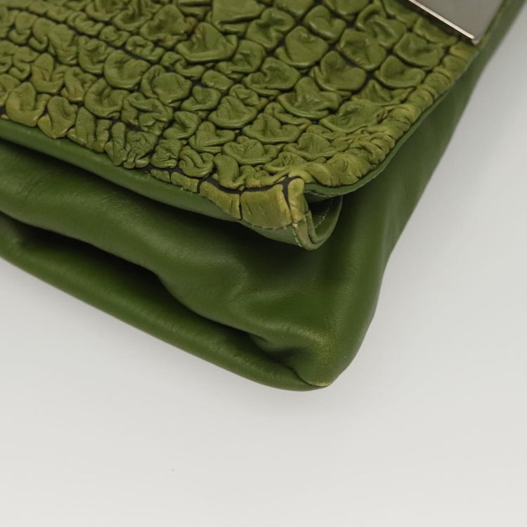 Vintage Celine Green Leather Shoulder Bag