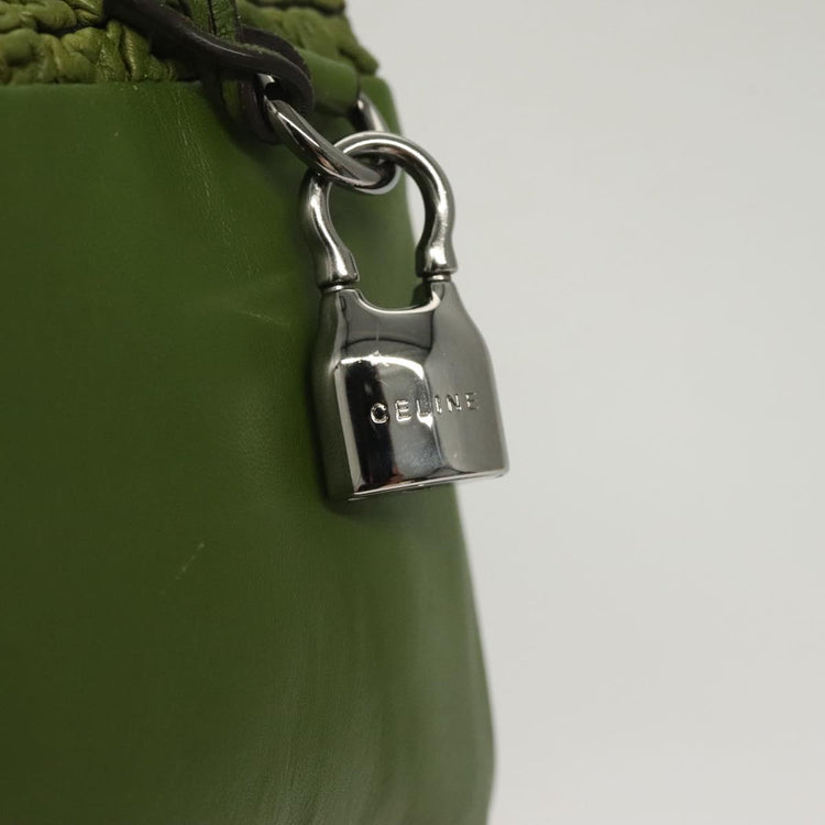 Vintage Celine Green Leather Shoulder Bag