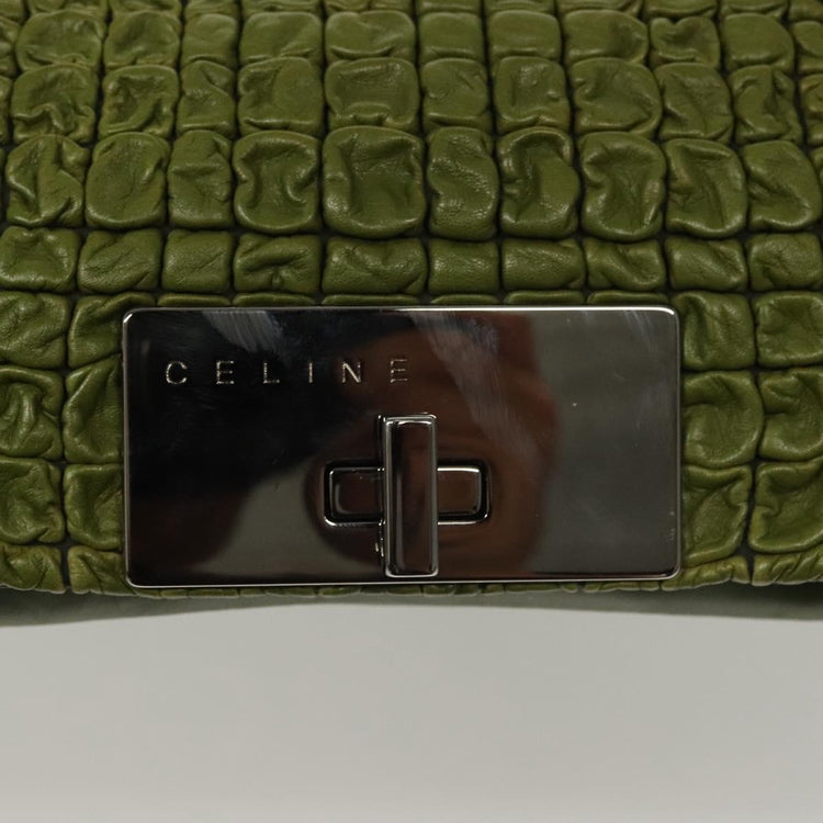 Vintage Celine Green Leather Shoulder Bag