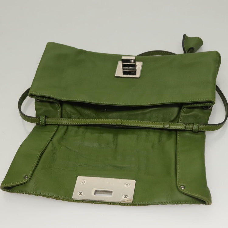 Vintage Celine Green Leather Shoulder Bag