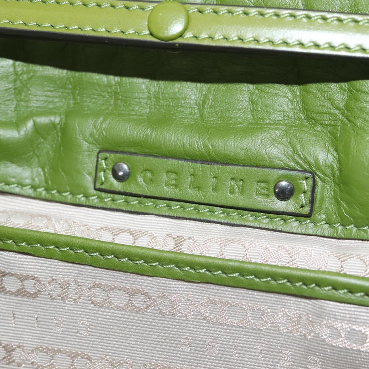 Vintage Celine Green Leather Shoulder Bag