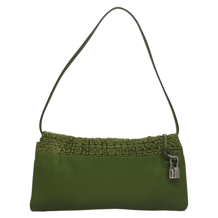 Vintage Celine Green Leather Shoulder Bag