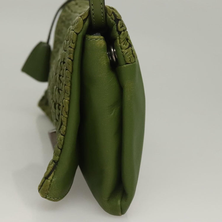 Vintage Celine Green Leather Shoulder Bag