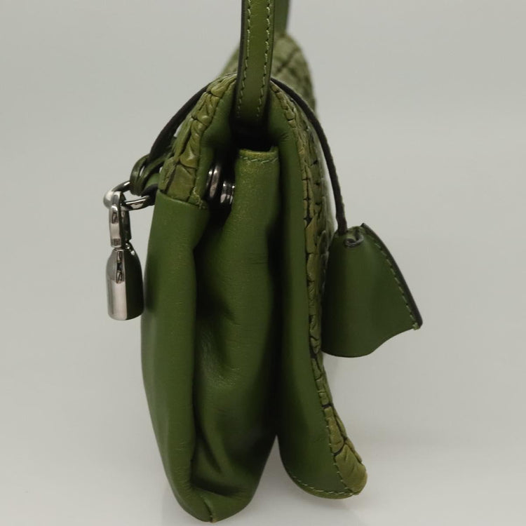 Vintage Celine Green Leather Shoulder Bag