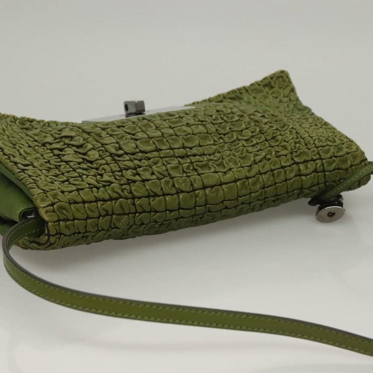 Vintage Celine Green Leather Shoulder Bag
