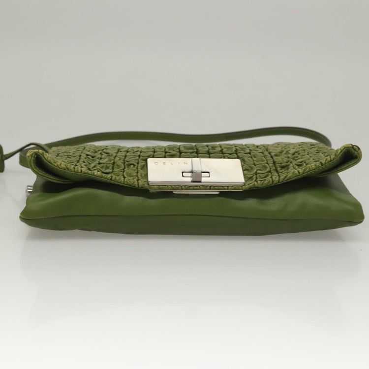 Vintage Celine Green Leather Shoulder Bag