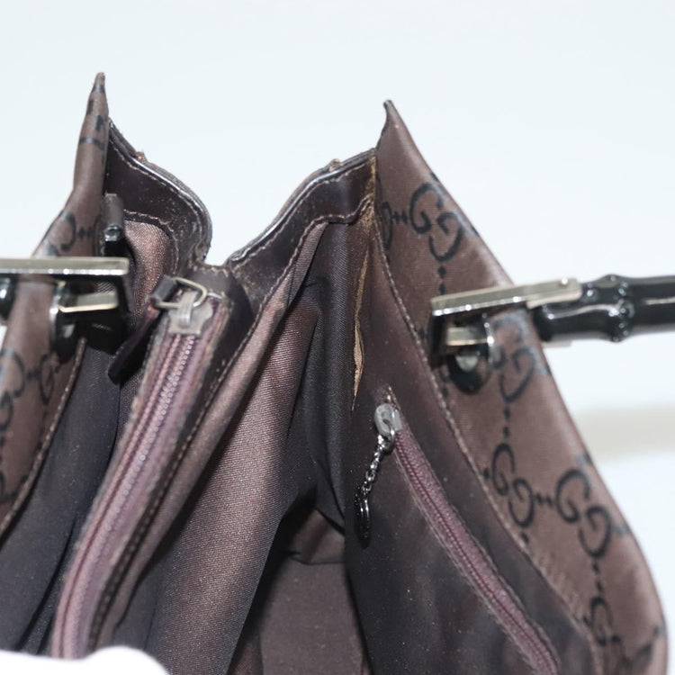 Brown Gucci GG Canvas Bamboo Hand Bag
