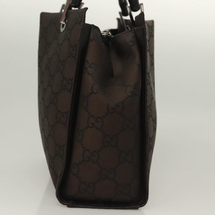 Brown Gucci GG Canvas Bamboo Hand Bag