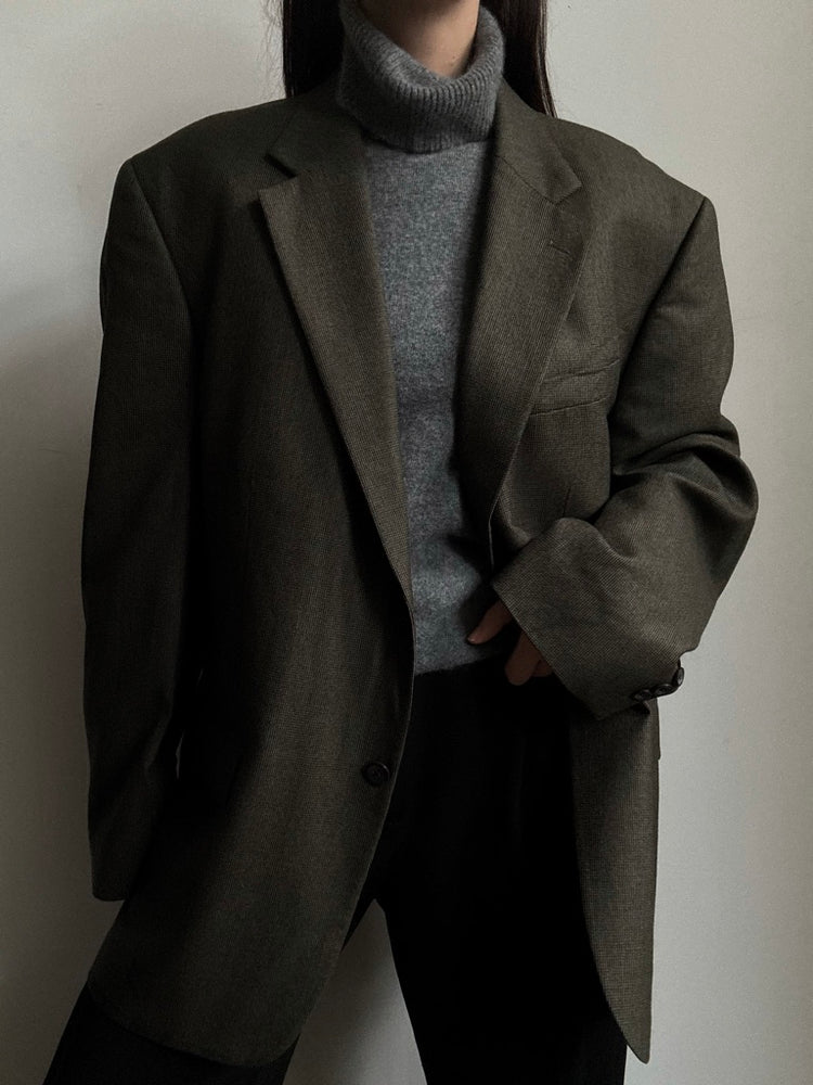 Vintage Oscar De La Renta Olive Green Blazer Size Extra Large