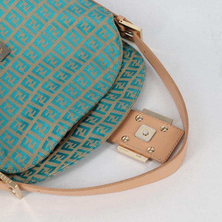 Vintage Fendi Zucchino Canvas Mamma Baguette Shoulder Bag