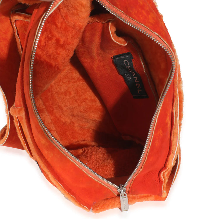 Vintage 2000 Chanel Orange Suede Shearling Messenger