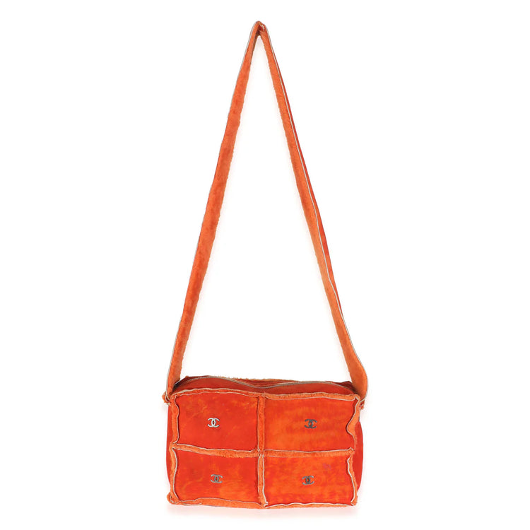 Vintage 2000 Chanel Orange Suede Shearling Messenger