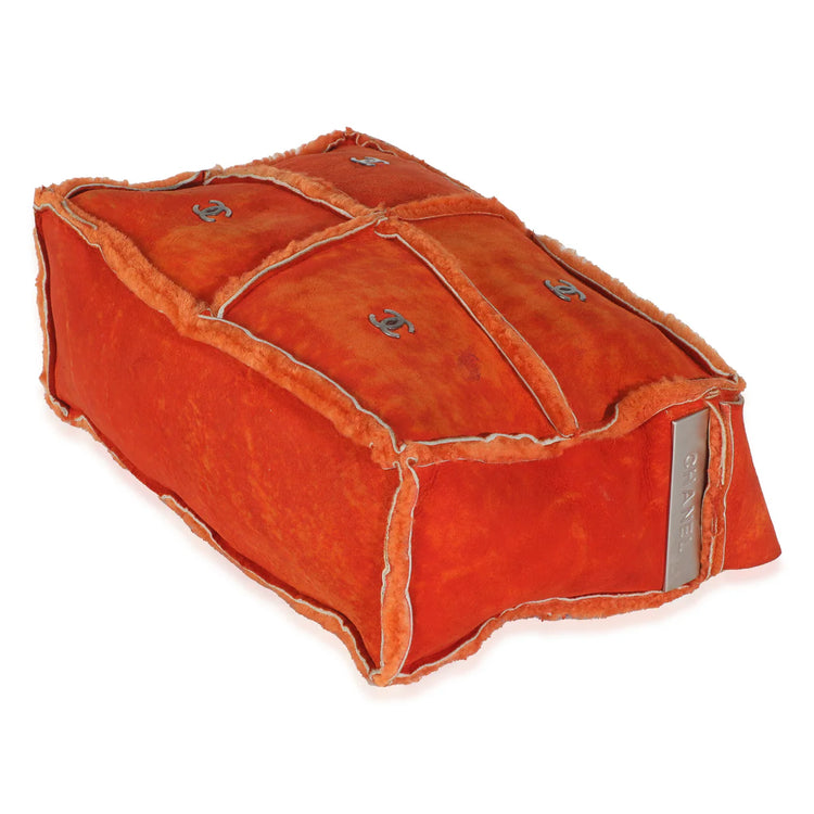 Vintage 2000 Chanel Orange Suede Shearling Messenger