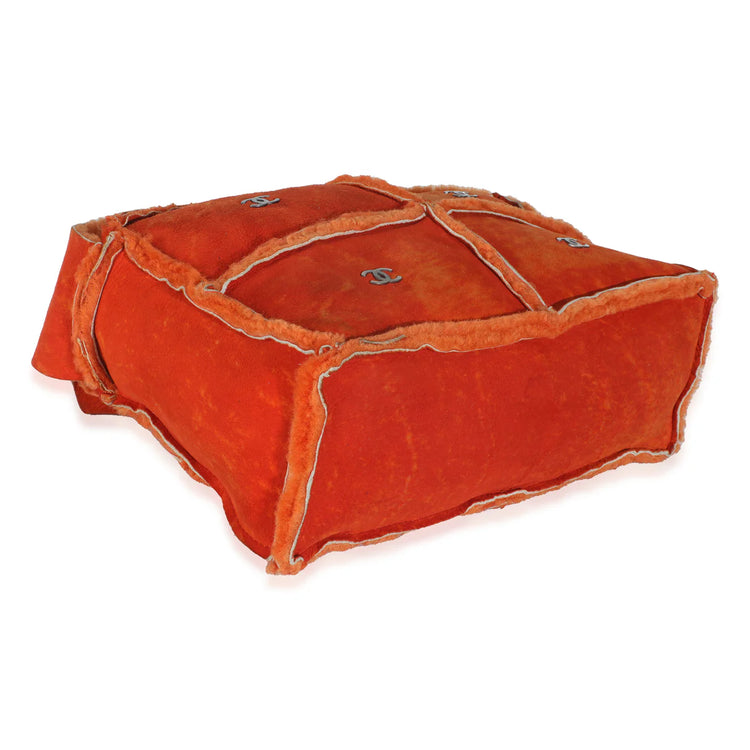 Vintage 2000 Chanel Orange Suede Shearling Messenger