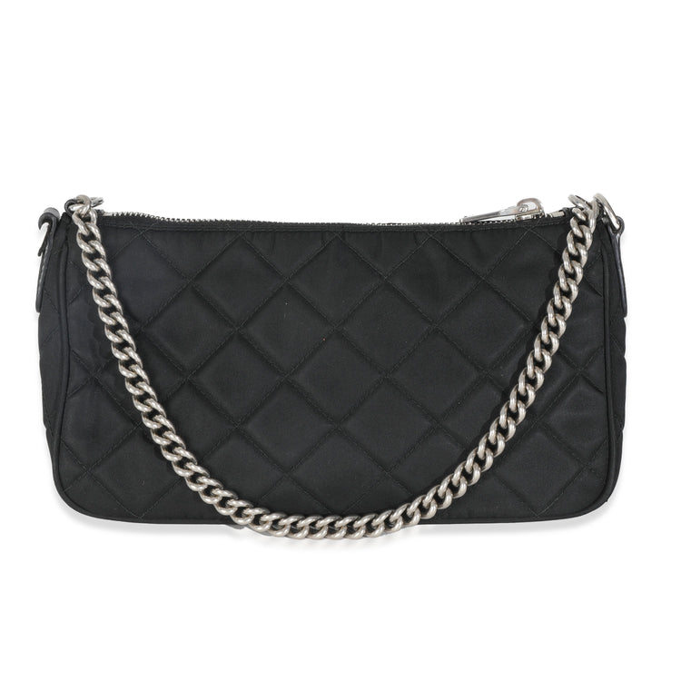 Vintage Prada Black Tessuto Quilted Nylon Chain Bag
