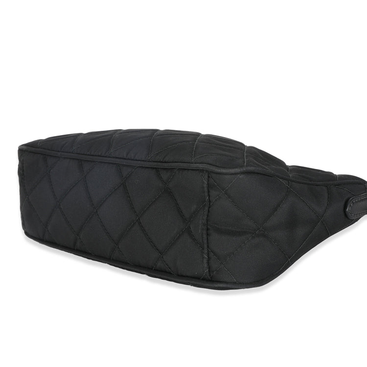 Vintage Prada Black Tessuto Quilted Nylon Chain Bag