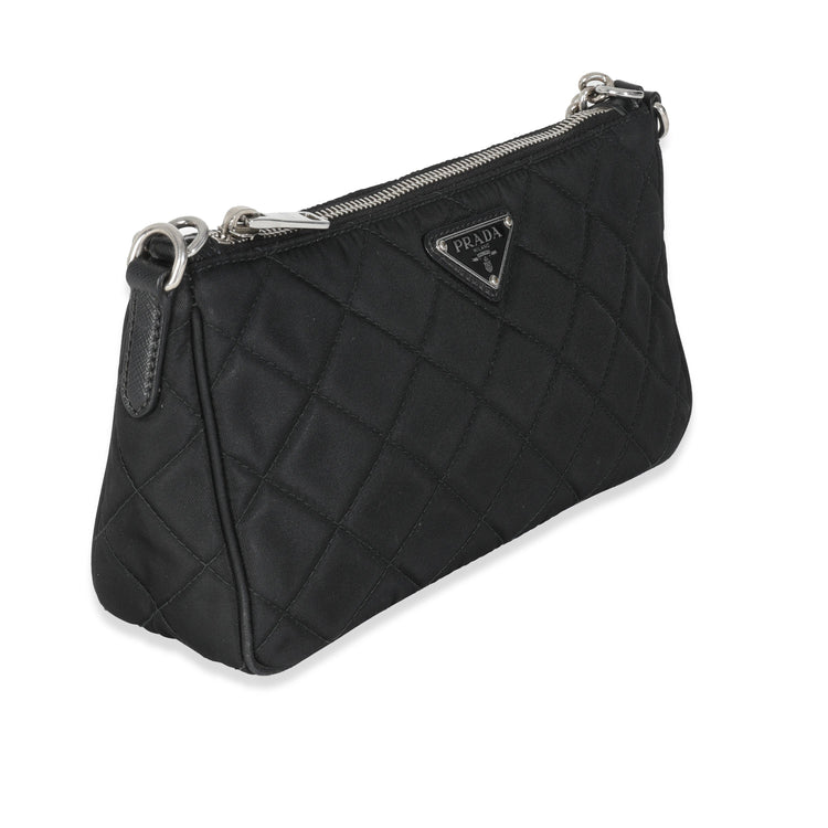 Vintage Prada Black Tessuto Quilted Nylon Chain Bag