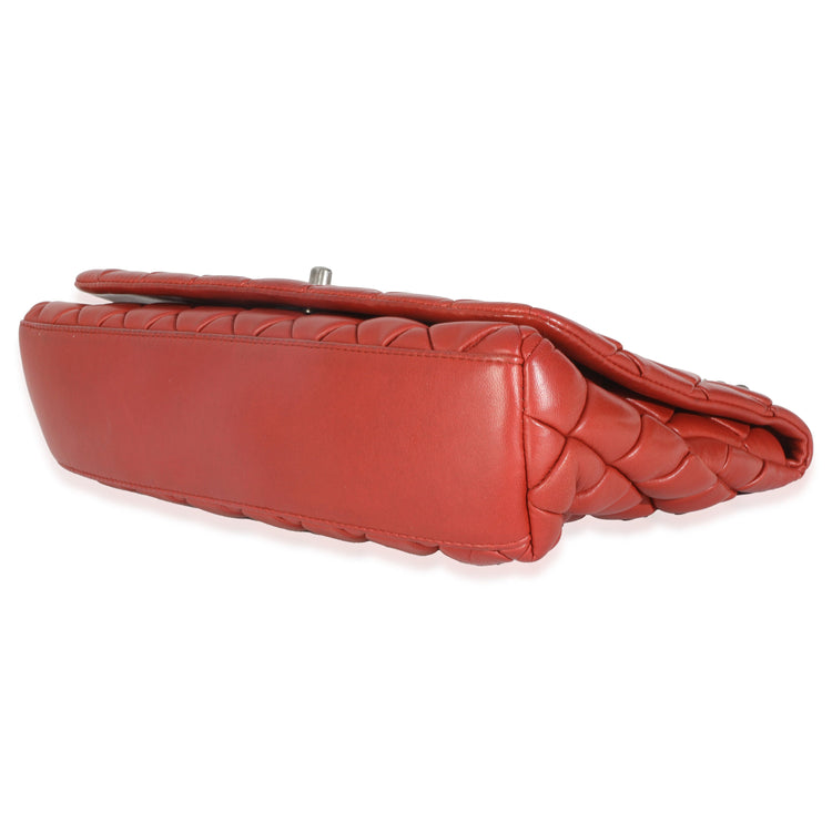 Chanel 2011 Red Lambskin Large Bubble Flap Bag
