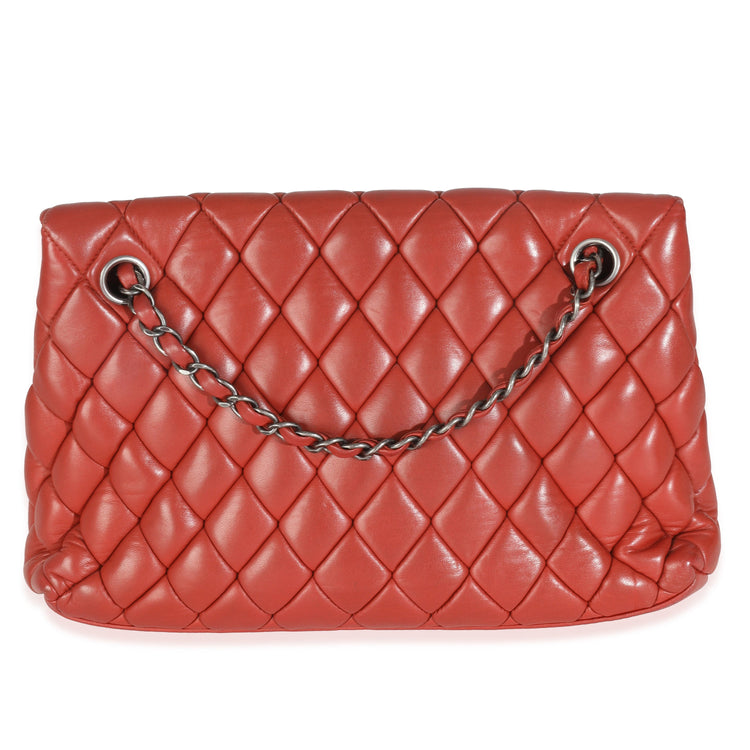 Chanel 2011 Red Lambskin Large Bubble Flap Bag