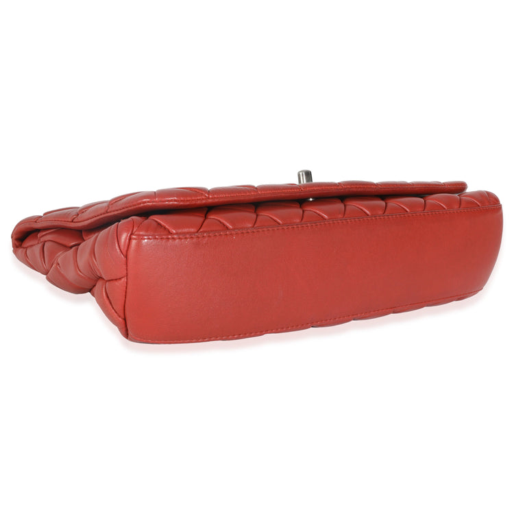 Chanel 2011 Red Lambskin Large Bubble Flap Bag