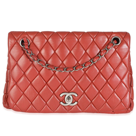 Chanel 2011 Red Lambskin Large Bubble Flap Bag