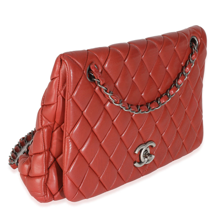 Chanel 2011 Red Lambskin Large Bubble Flap Bag