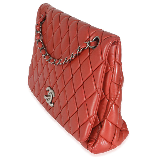 Chanel 2011 Red Lambskin Large Bubble Flap Bag