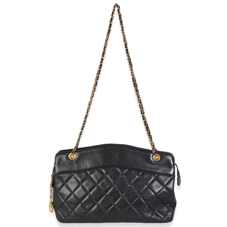 Vintage 1989 Black Quilted Lambskin Matelasse Chain Shoulder Bag