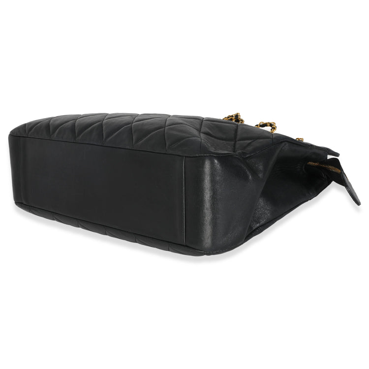 Vintage 1989 Black Quilted Lambskin Matelasse Chain Shoulder Bag