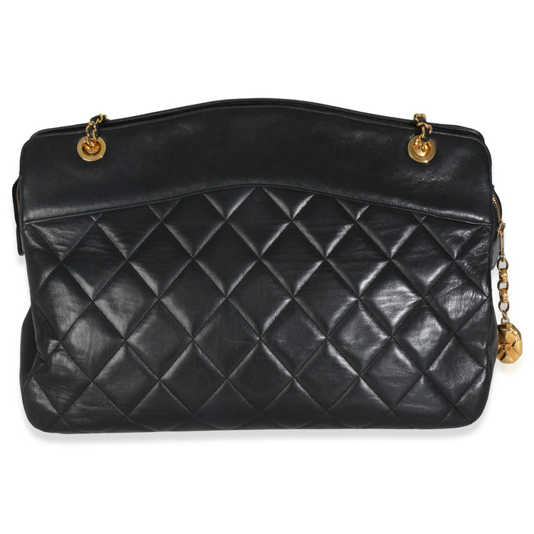 Vintage 1989 Black Quilted Lambskin Matelasse Chain Shoulder Bag