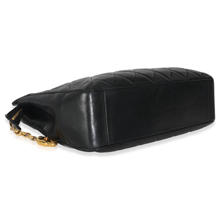 Vintage 1989 Black Quilted Lambskin Matelasse Chain Shoulder Bag