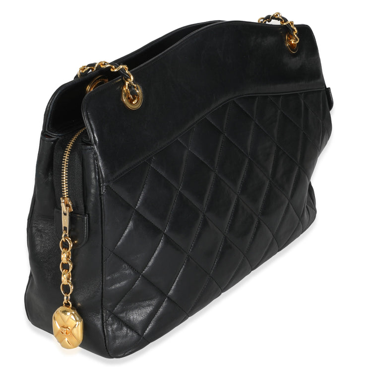 Vintage 1989 Black Quilted Lambskin Matelasse Chain Shoulder Bag