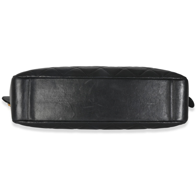Vintage 1989 Black Quilted Lambskin Matelasse Chain Shoulder Bag