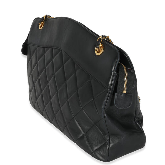 Vintage 1989 Black Quilted Lambskin Matelasse Chain Shoulder Bag