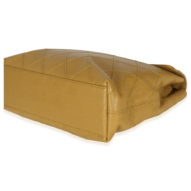 Vintage 2002 Chanel Dark Yellow Quilted Caviar Chain Flap
